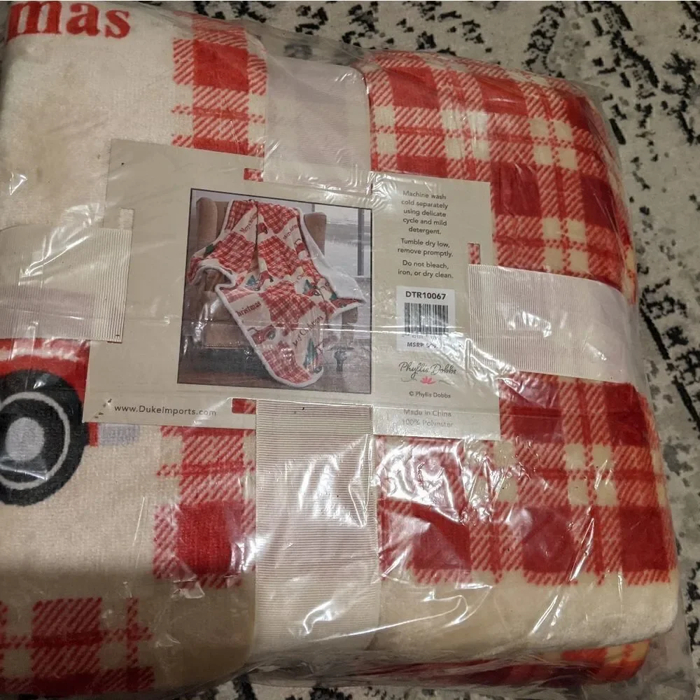 Vintage Red Truck Christmas Sherpa Throw NWT